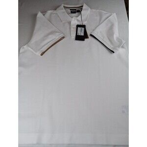 Hugo Boss Black Label Men's White Parlay 211 Tipped Short Sleeve Polo Shirt Sz L